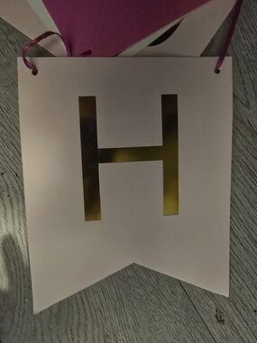 Party Banner Flag with Gold Letter Happy Birthda One - Unbranded